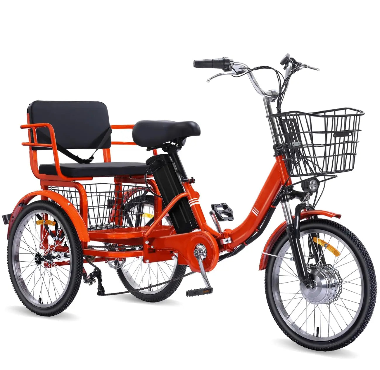 Two Seater E-Tricycle, Adults 48V-13Ah Folding,Motorized Trike w/Passenger seat, Customized