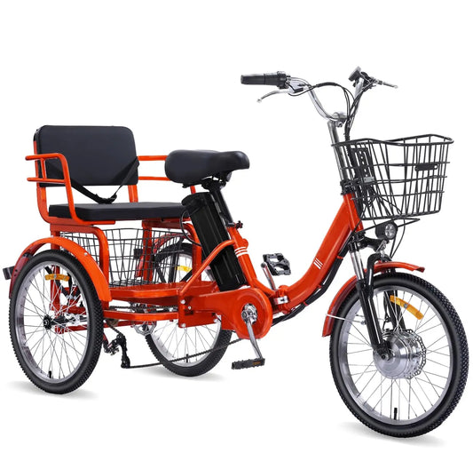 Two Seater E-Tricycle, Adults 48V-13Ah Folding,Motorized Trike w/Passenger seat, Customized