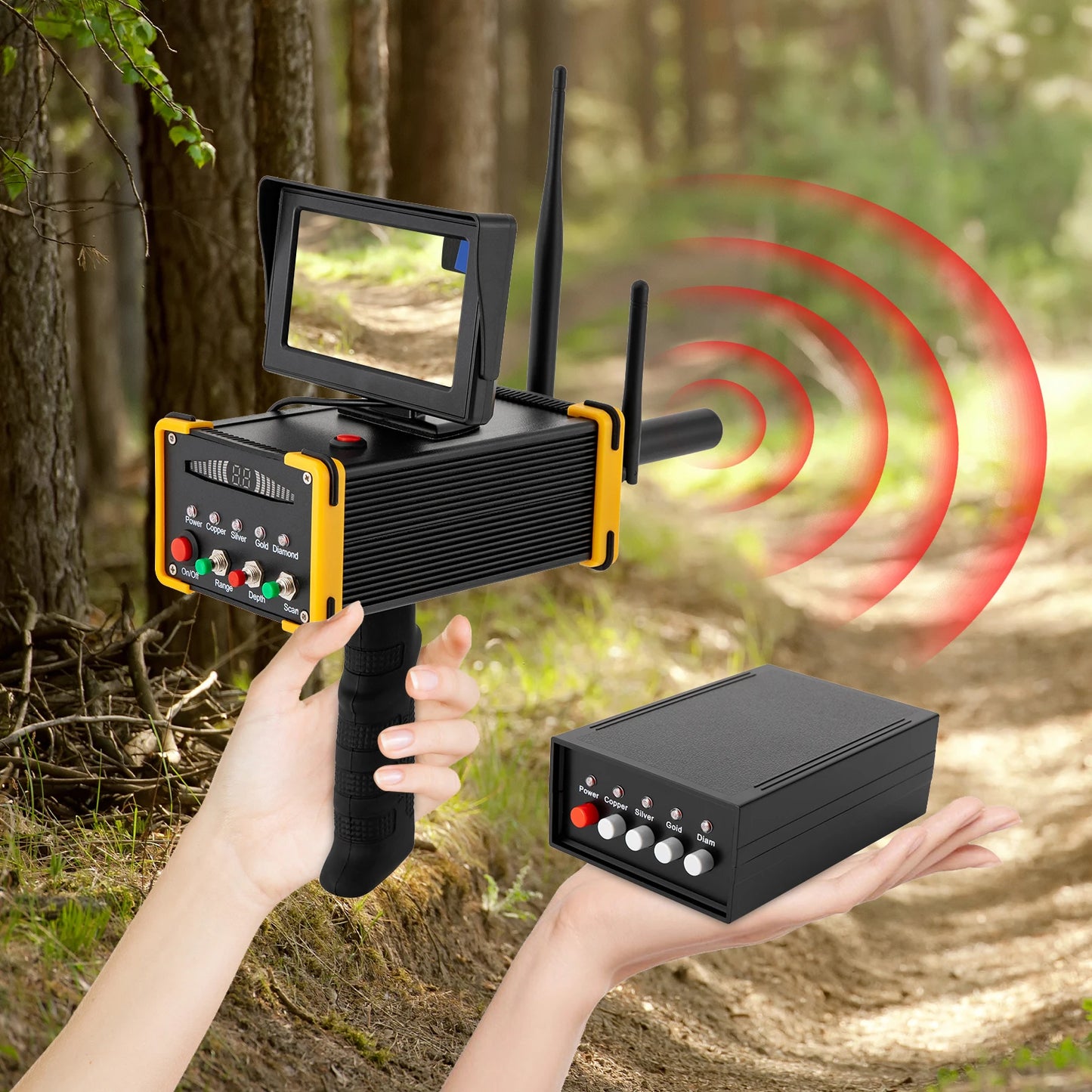 16m Depth 900m Range Metal,Gold Finder Undergrnd,W/ High Definition LCD Display,Auto Rotation Search
