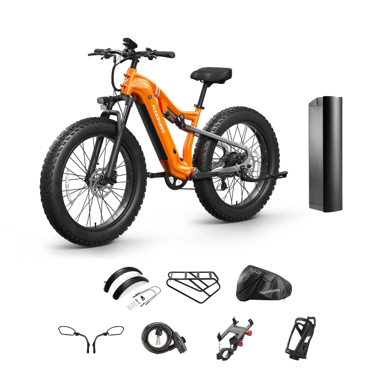 PUCKIPUPPY Lab-pro E-Bike 26" Fat Tire Full Suspension Mountain1350W 48V 20AH Ebike 2-Yr Warranty