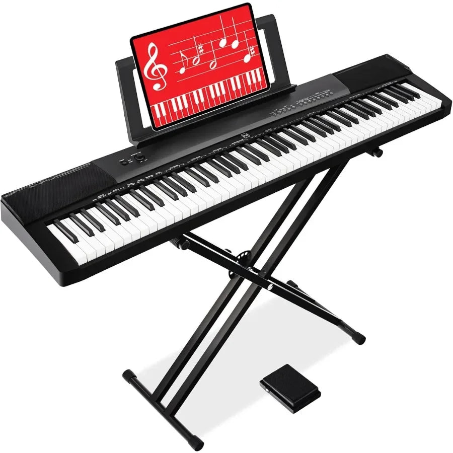 88Key Full Size Digital Piano Electronic Keyboard SemiWeighted Keys Sustain Pedal Speakers, 6 Voice