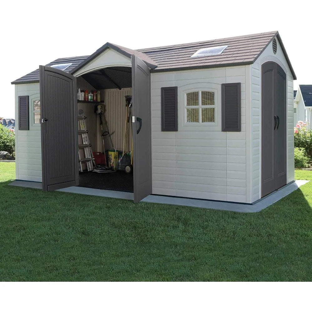 Customizable 60079 Outdoor Storage Dual Entry Shed, 15 X 8 Ft, Desert Sand
