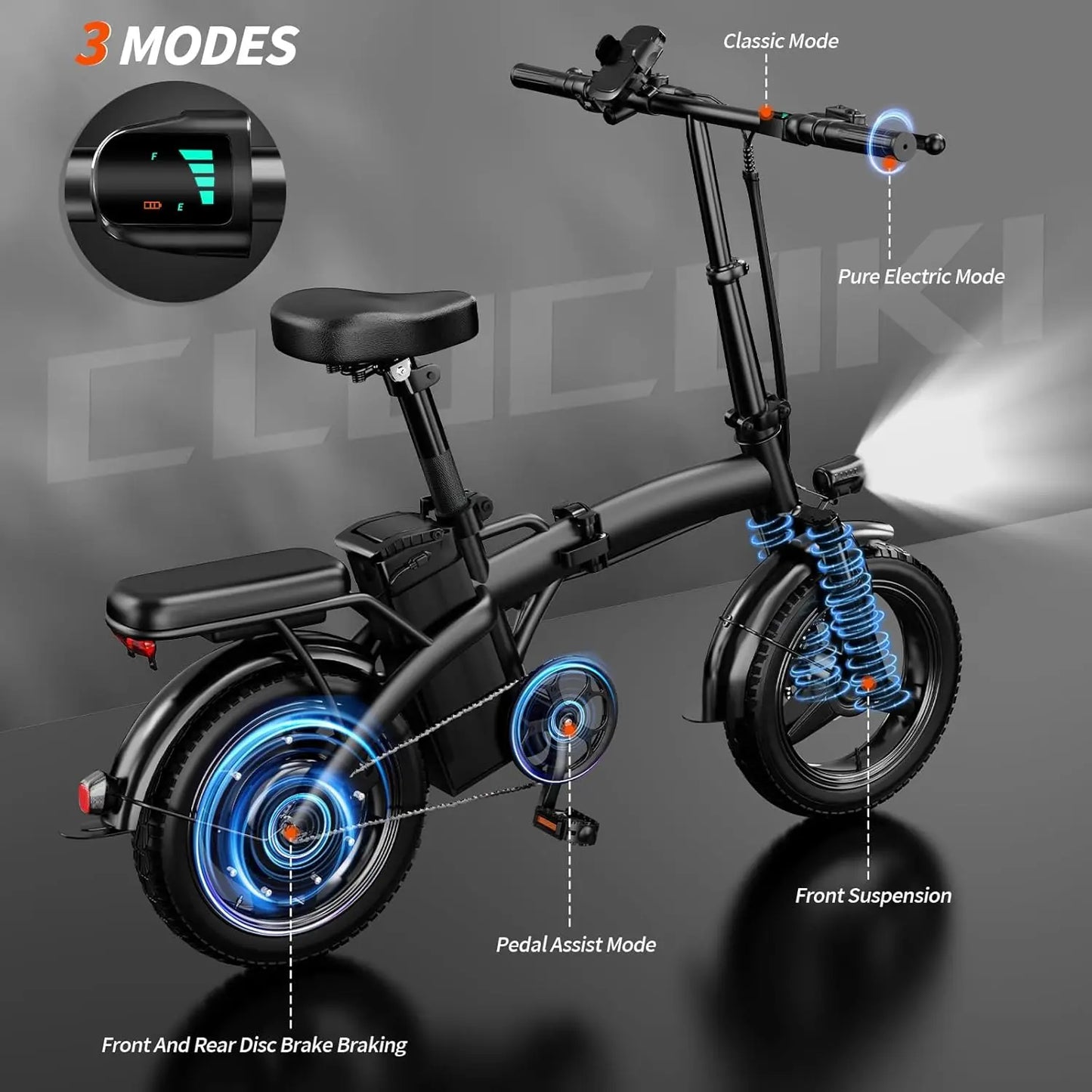 E-Bike, Adults/Teens,550W Motor 23MPH Folding, PAS Mode,35Miles Range,48V Removable Battery