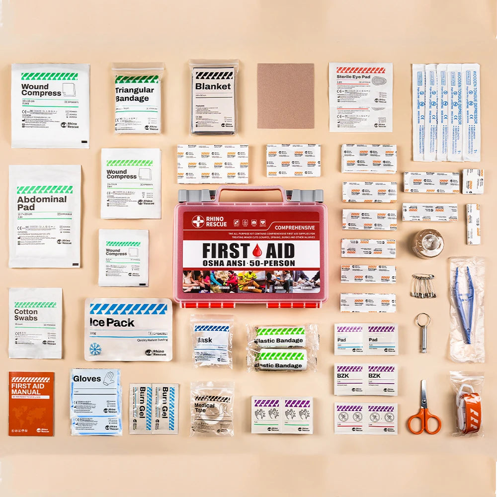 Rhino full-featured first aid kit, home/office emergency medical supplies, car, outdoor, travel