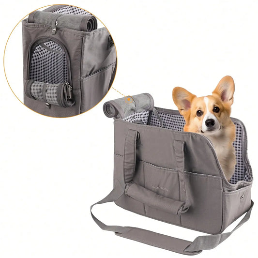 Womens Pet Carrying Handbag Dark Gray Small Dogs Cat Dogs(8lb) Cats(11lb)