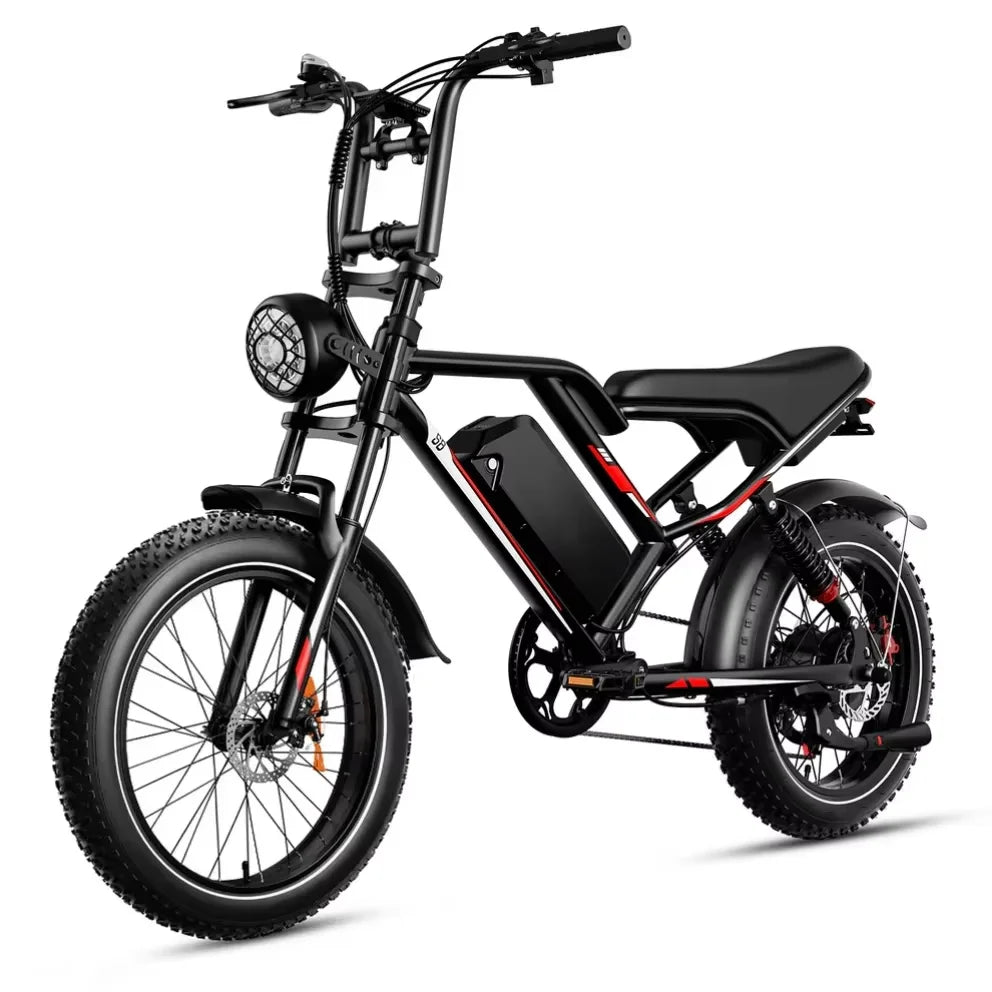 Ebike S8 2000W dual motor 48V 25AH 20-inch fat tires, front, rear shock absorption, with pedals.