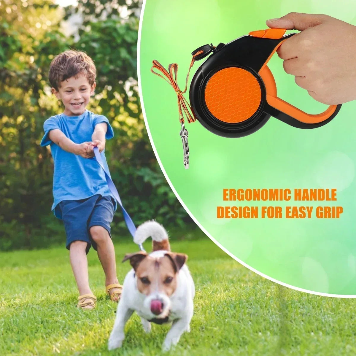 8M Retractable Dog Lead Heavy Duty leash with Reflective Tape Non-Slip Handle for Small Medium Large
