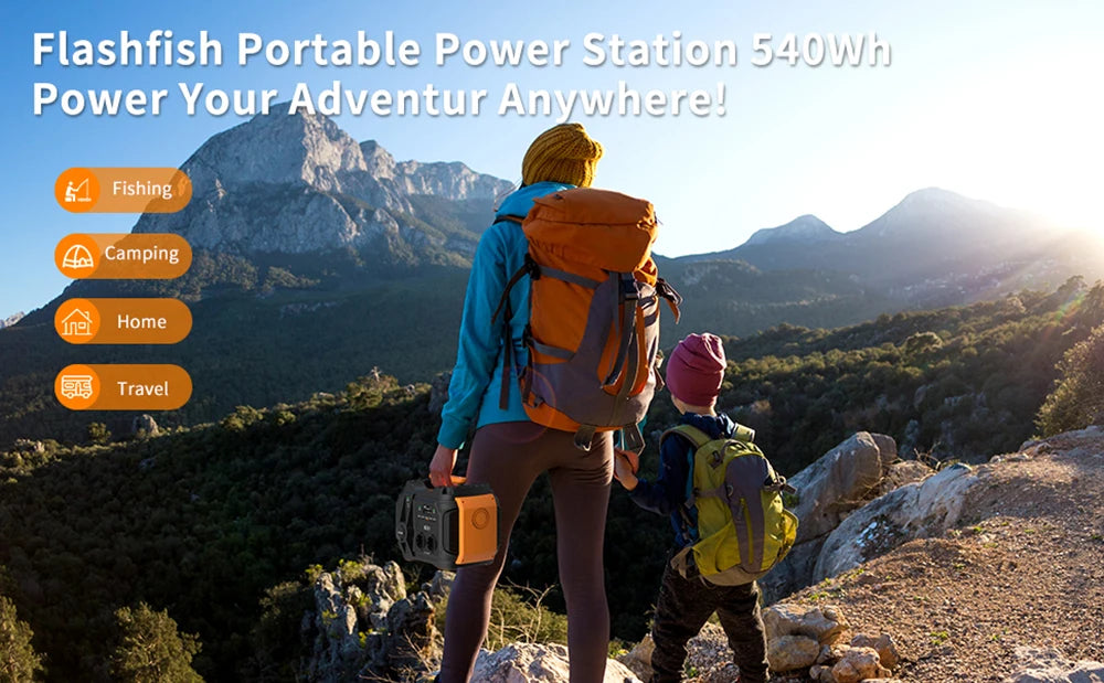 A501 Portable Power Station 540Wh 500W Pure Sine Wave Solar Generator, 100W Solar Panel Complete