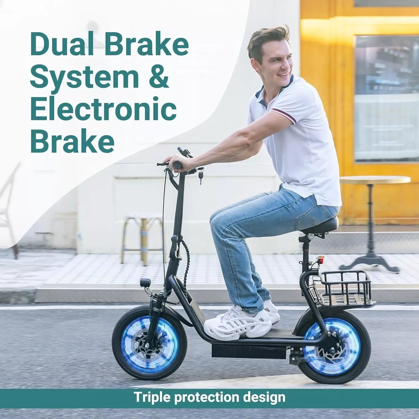 500W 14inch Electric Bicycle 10.4AH Battery 28M Max Range 22MPH Max Speed Shock Absorption Foldable