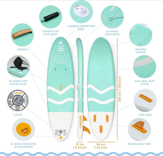 Inflatable Paddle Board with Premium Accessories - IAdults with Kayak Seat and 2-in-1 Oar