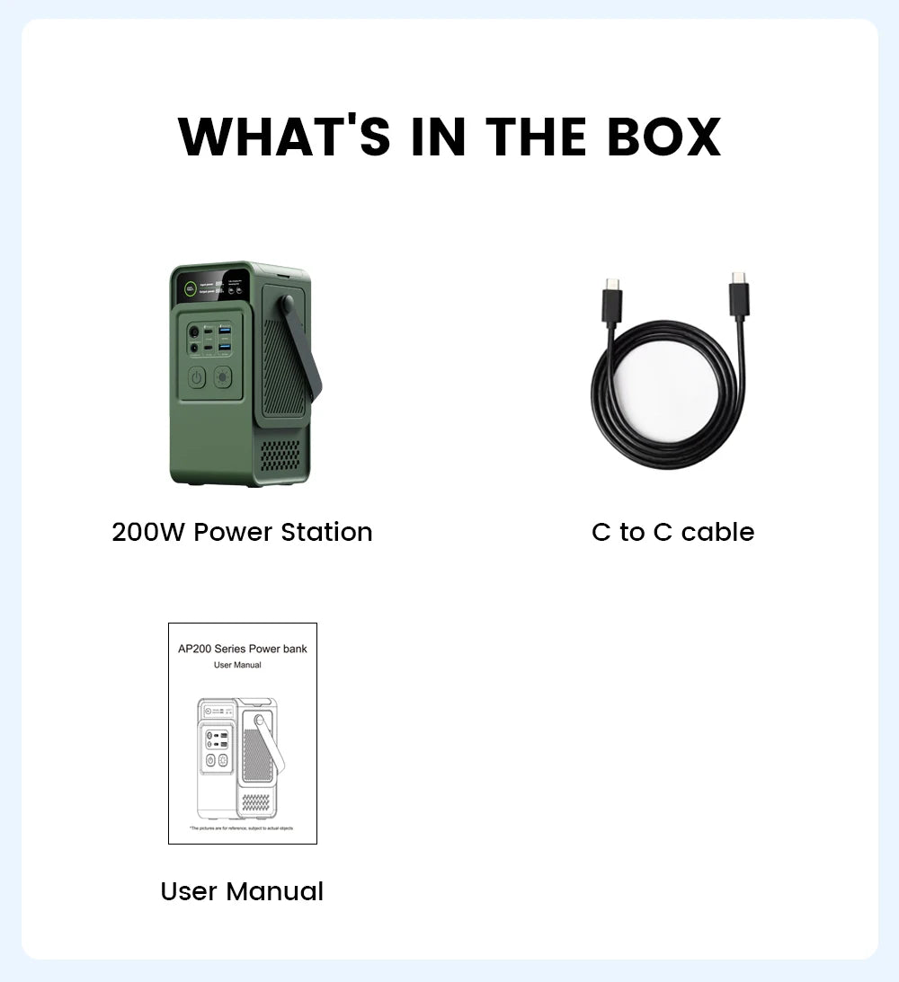 AP200L Power Bank 192Wh 60000mAh Capacity ,100w Solar Panel Generator for Camping Equipment