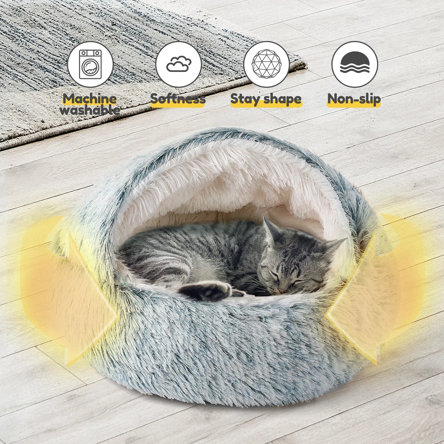 25'' Pet Cat /Dog Bed Nest Soft Comfortable Semi-enclosed Cat NestPet house