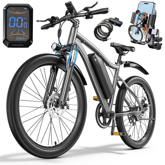 E-Bike 26" Peak 750W 20Mph 7-Speed Front Suspension With Break Lcd Display Electric Bicycle, Adult
