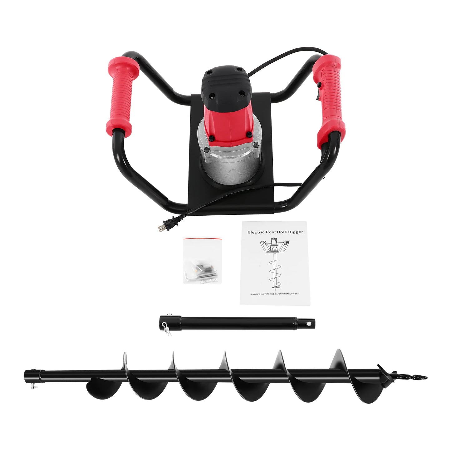 1.6HP Post Hole Digger – Powerful Soil Drill with Auger & Extension Rod for Fences, Trees, Shrubs