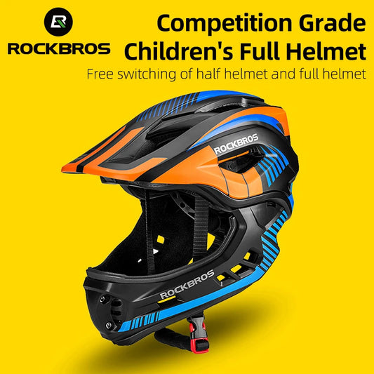 ROCKBROS Child Cycling Helmet Impact Resistant Cross Detachable Full Face Helmet