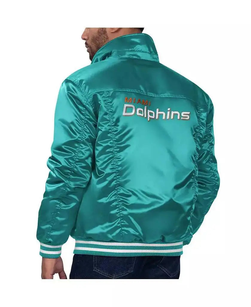 Levi's | Levi’s x Starter Men's Aqua Miami Dolphins Silver Tab Trucker Full-Snap Jacket