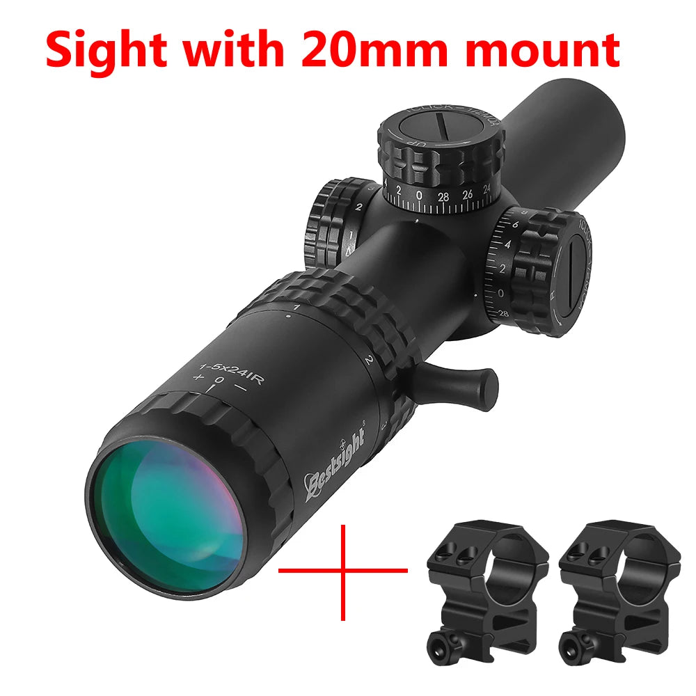 1-5X24 Tactical Optical Rifle Scope Red and Green Illuminated Reticle HScope Ar15 Sight