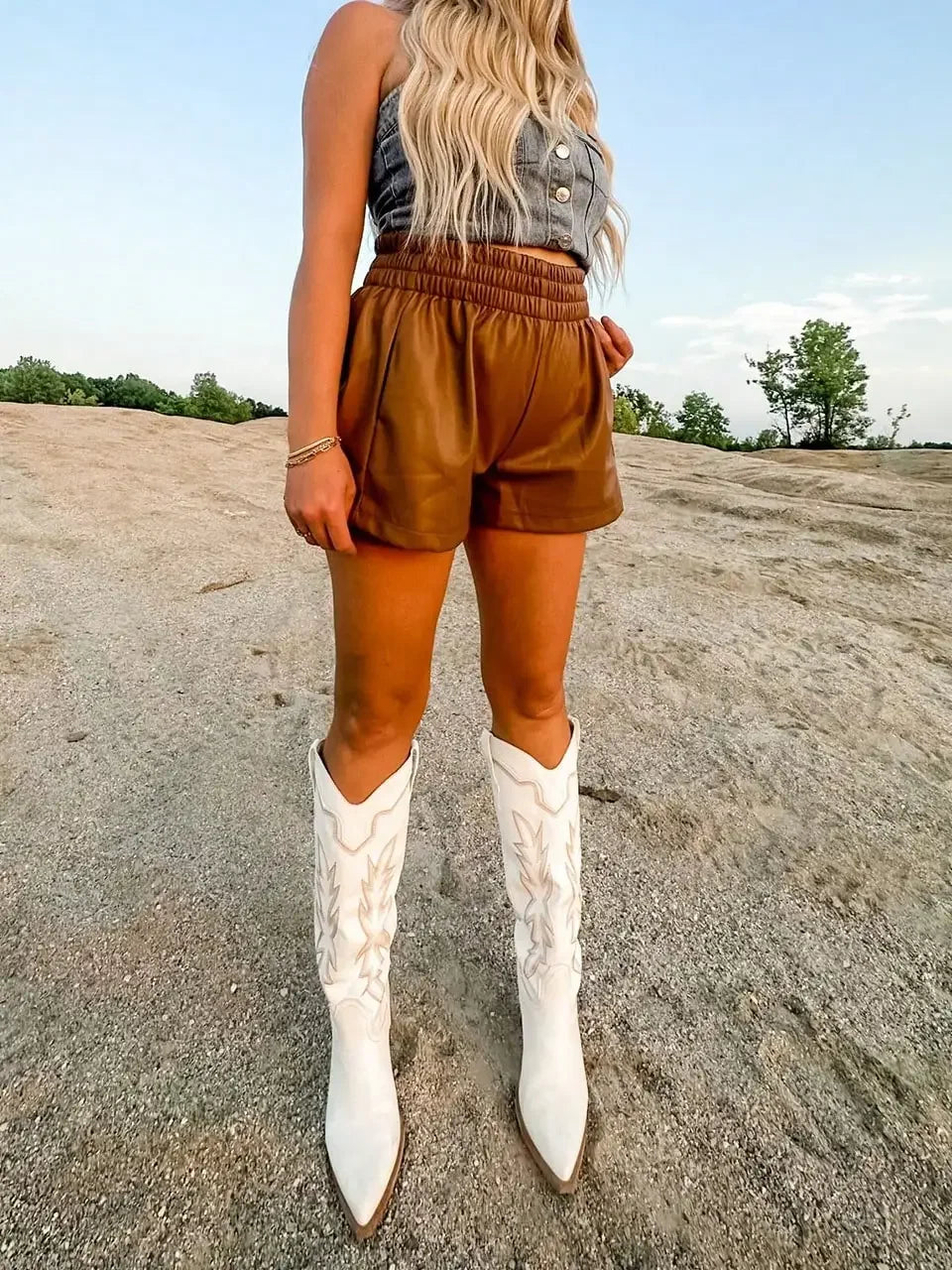 Embroidered Women's Western Knee High Block Heeled Side Zip Vintage Cowgirl Boots For Women