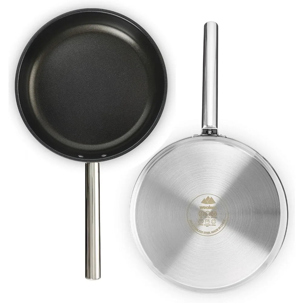 Camping Cookware 304 stainless steel 8-piece pot and pan  kit | Skillet steamer,travel bag