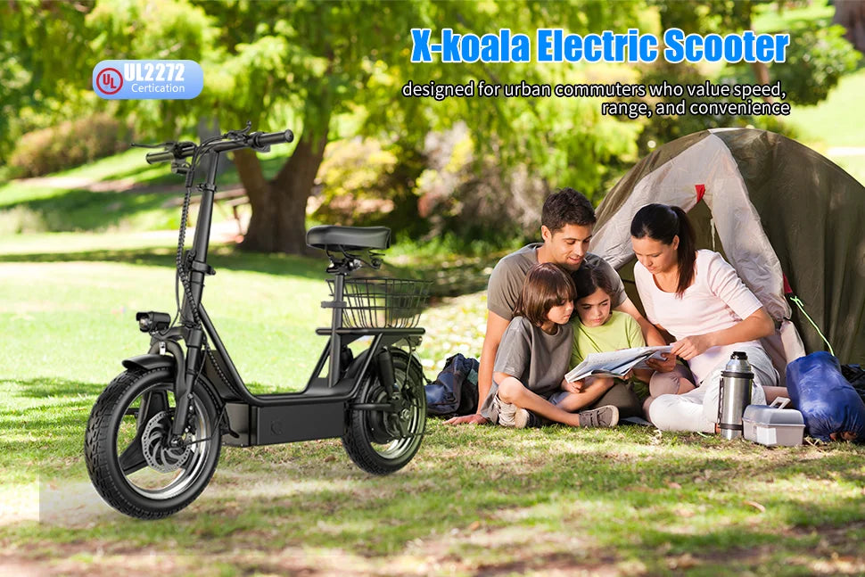 Folding electric scooter with trunk, 500W motor (peak 650W), 48V15AH, 20MPH, 30 mile long range