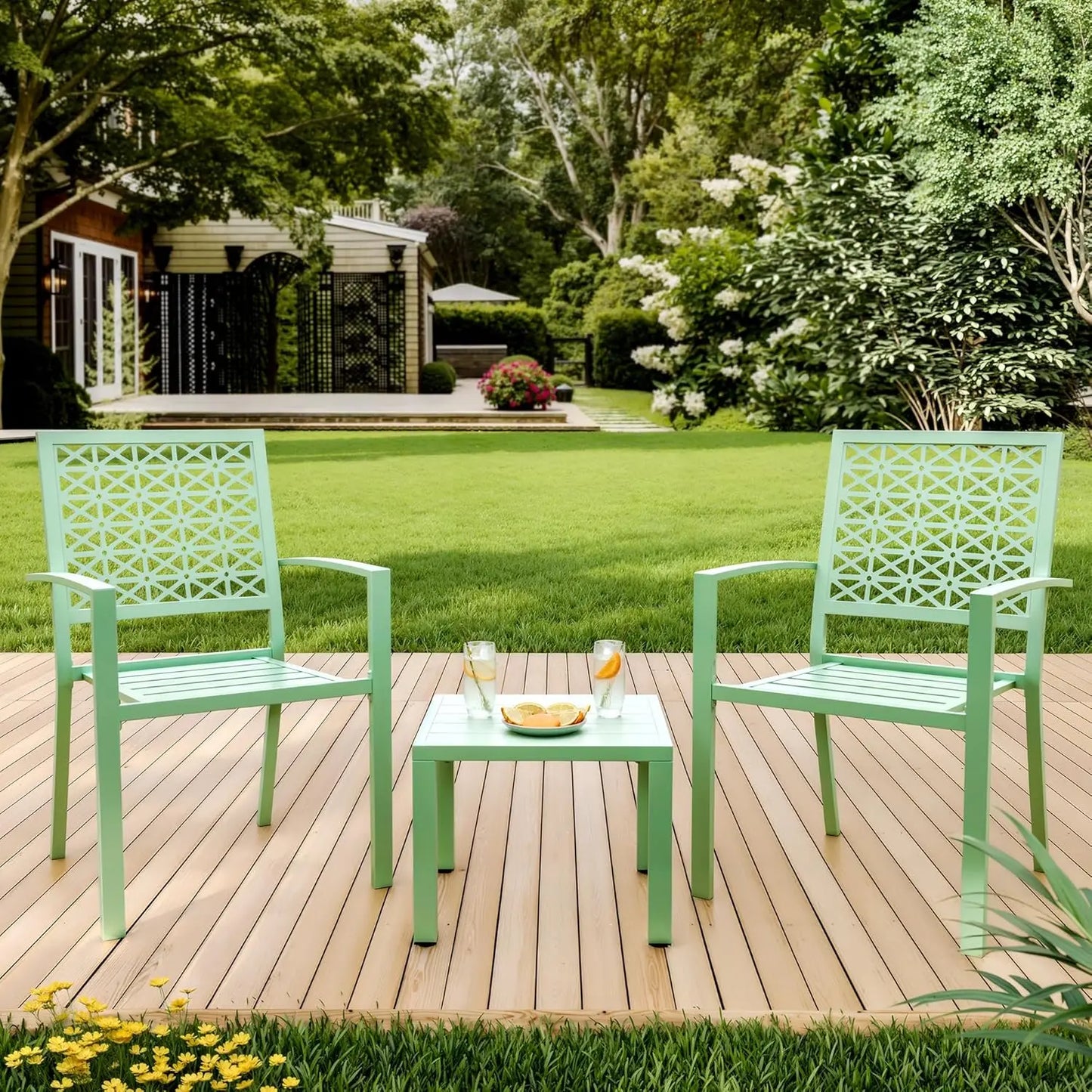 3 Piece Outdoor Patio Bistro Table w/Chairs & Coffee Table, Balcony,Front Porch, Apartments,Backyard