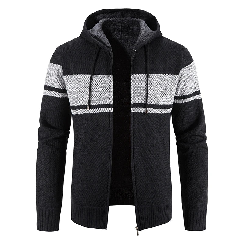 Male Knitted Casual Jackets, Hood Men's Sweater Coat Y2K Baseball Jumpers Jersey Top Clothing