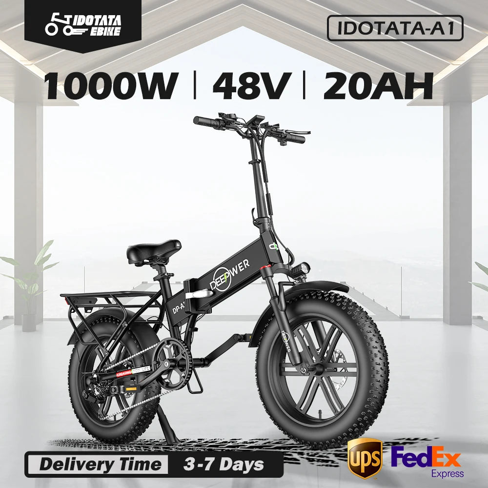 Electric Bike for Adults, Peak 1000W Foldable,35mph, Rng/35-50 Miles 48V 20AH Mountain Folding 20‘’