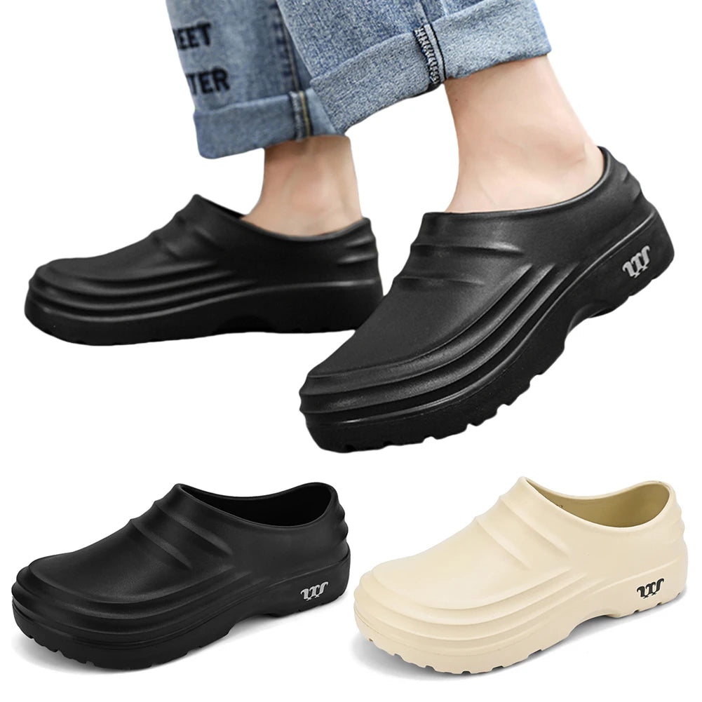 Summer Chef Shoes Thickened Work Loafers Non-slip Warm Lined Fishing Shoes Waterproof Unisex Garden
