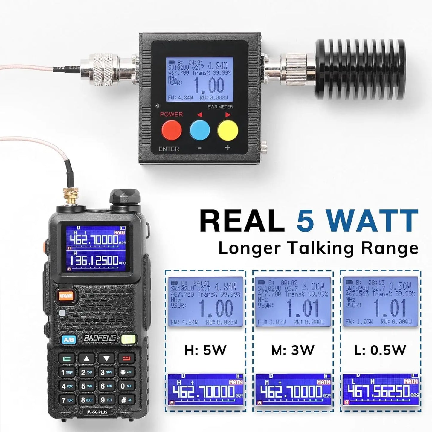 [Chirp Compatible]UV-5G Plus GMRS,Two Way Radio for Adult, 2500mAh Battery, 1 Pack999 Channels