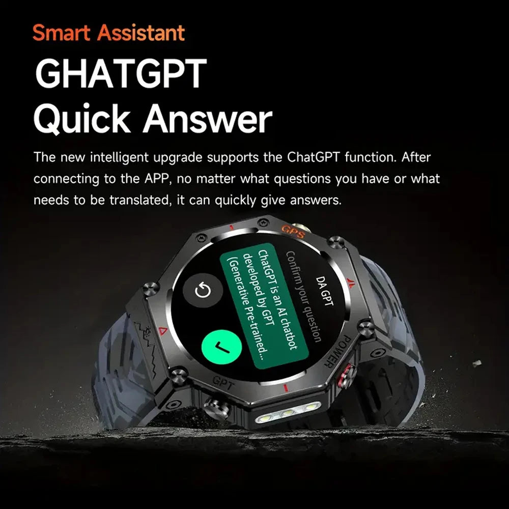 GPS Smart Watch Men Built-in GPS Bluetooth Call AI GPT Fitness Tracker Waterproof Military Sports