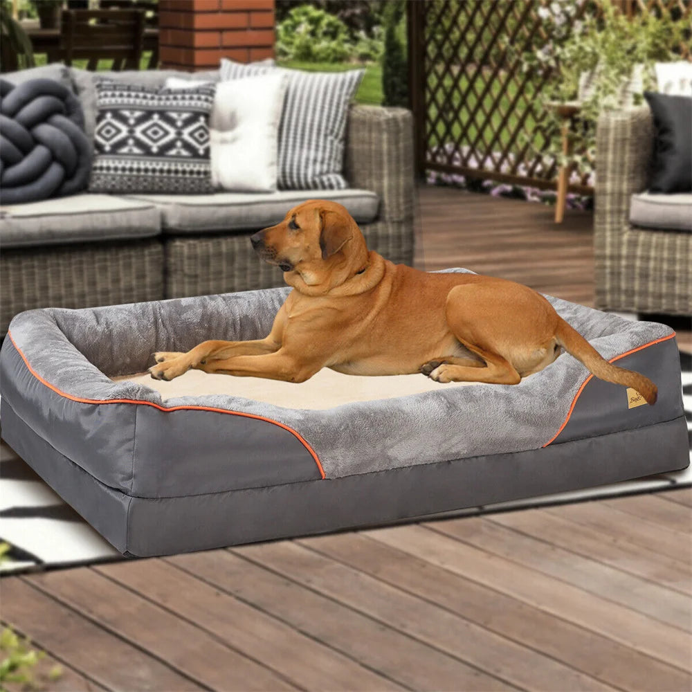 Jumbo Large Orthopedic Dog Bed Memory Foam,Waterproof Elevated Cushion Warm Puppy,Removable Cover