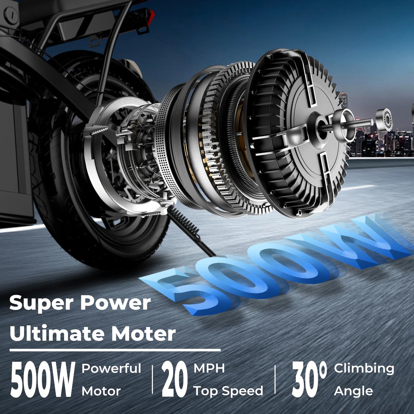 500W Adult Electric Bike, 20 MPH, 48V 12Ah Removable Battery, 14 Inch Fold ,Multi-Shock Absorption