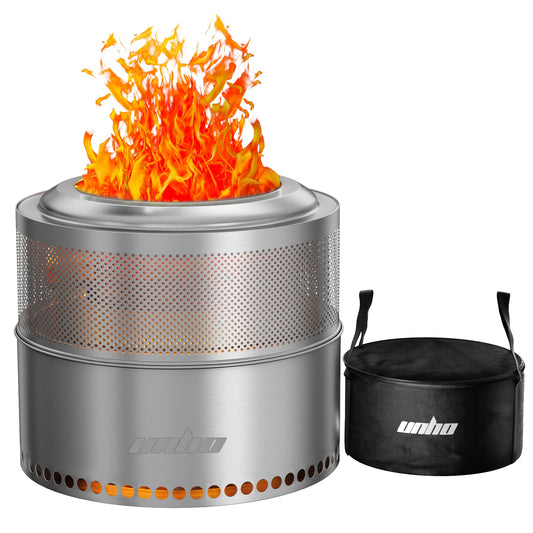 Wood Burning Firepit,Large Stainless Steel Smokeless,Carry Bag,Outdoor Camping Firewood Burner Stove