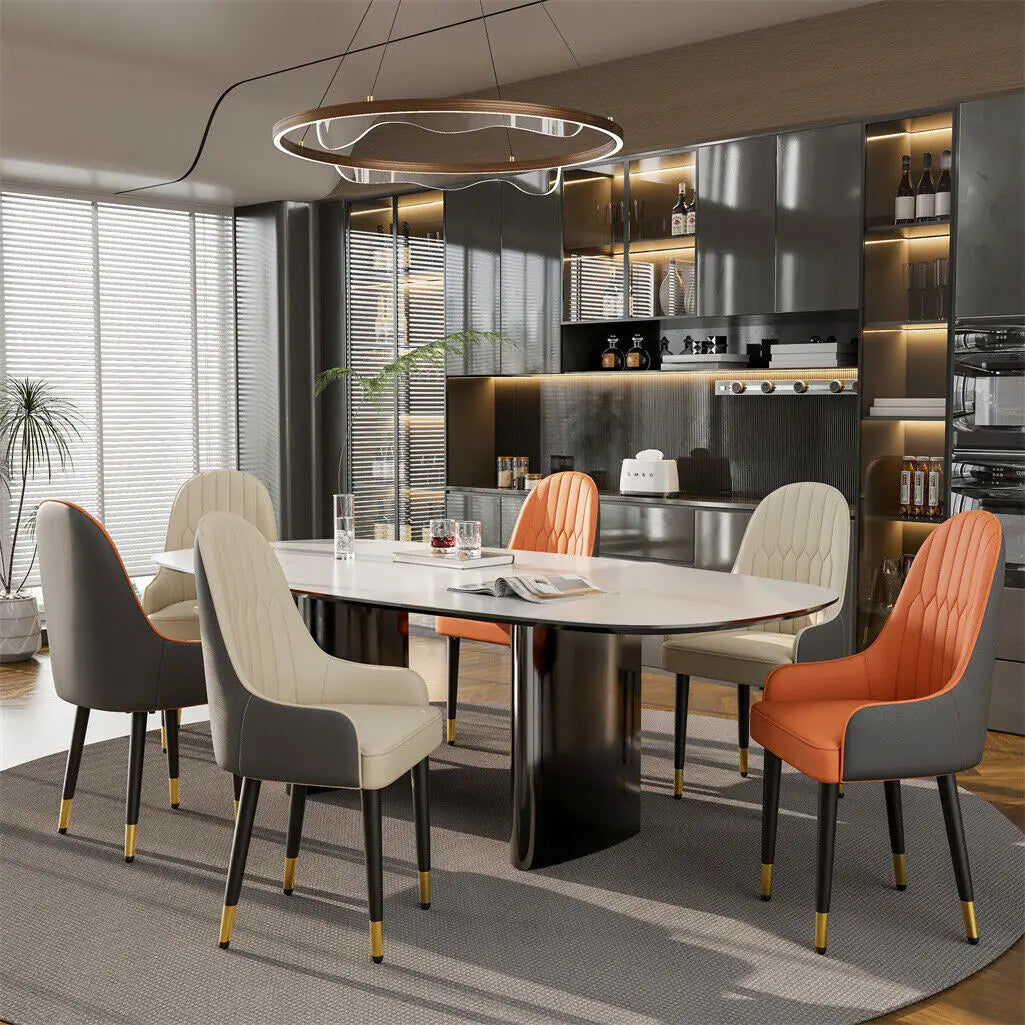 Leather Dining Chairs, Arms Modern Kitchen Dining Room Chairs, Metal legs,kitchen, apts