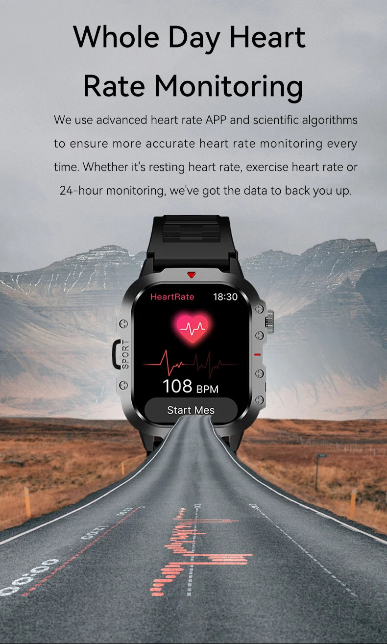 Smart Watch Bluetooth Voice Call LED Flashlight Health Monitor Outdoor Sports Smart