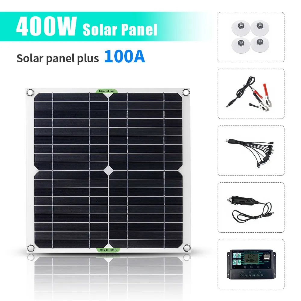 400W High-Efficiency Flexible Solar Panel 12V Solar Panel Battery Charging ControllerInverterHome