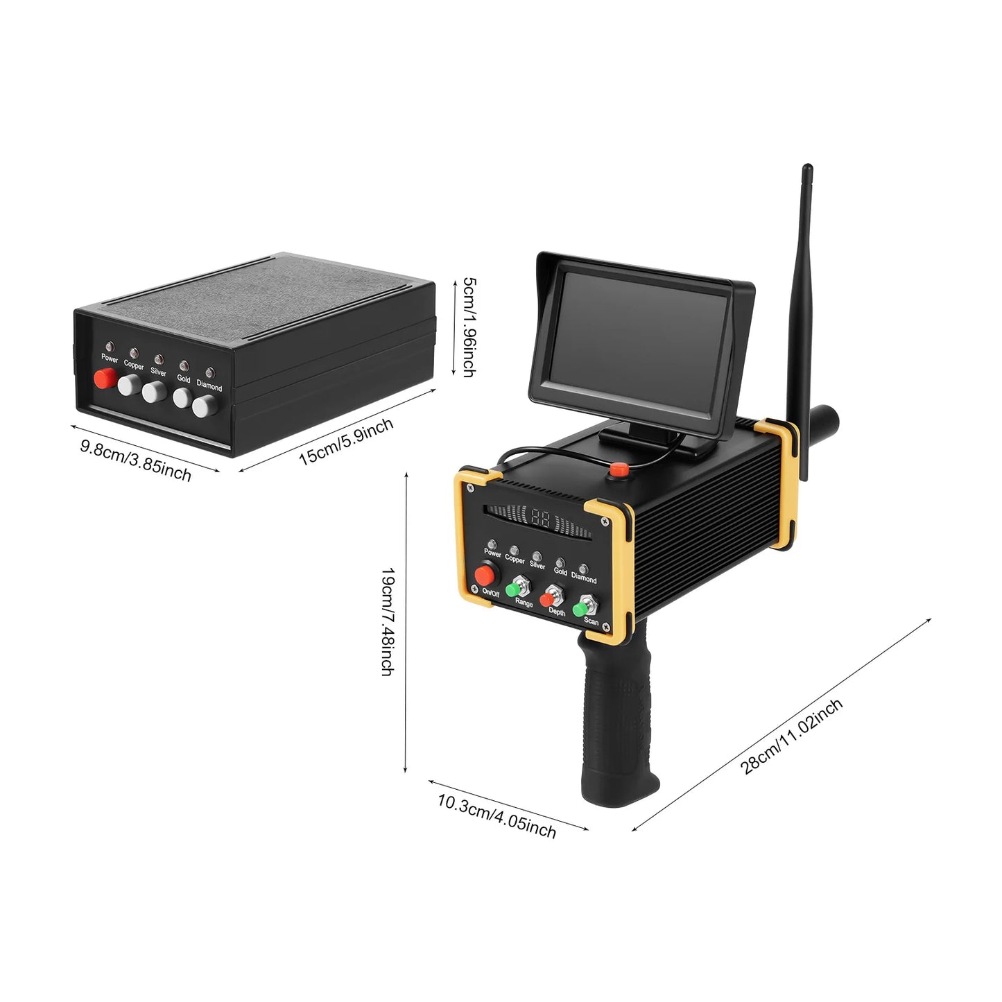 16m Depth 900m Range Metal,Gold Finder Undergrnd,W/ High Definition LCD Display,Auto Rotation Search