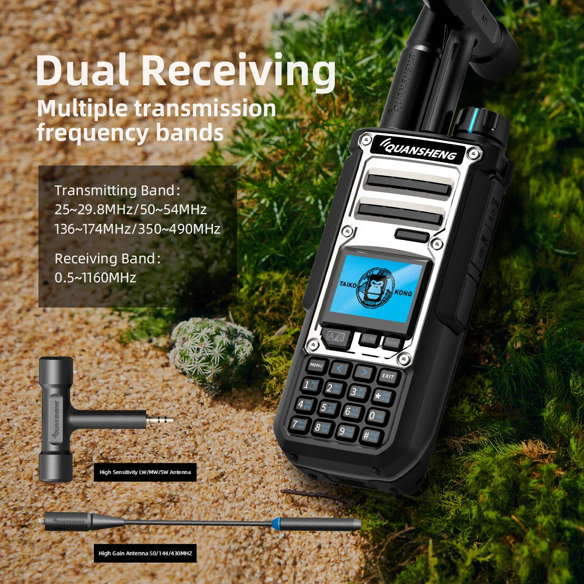 10W VHF/UHF Dual Band Radio 999CH CTCSS/DCS IP55 2500mAh Type-C NOAA Weather Alarm CE
