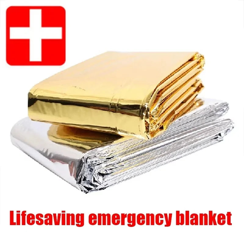 15-1Pcs Emergency Thermal Blanket Waterproof Windproof Sunshade Rescue Blanket survive Mat Pad