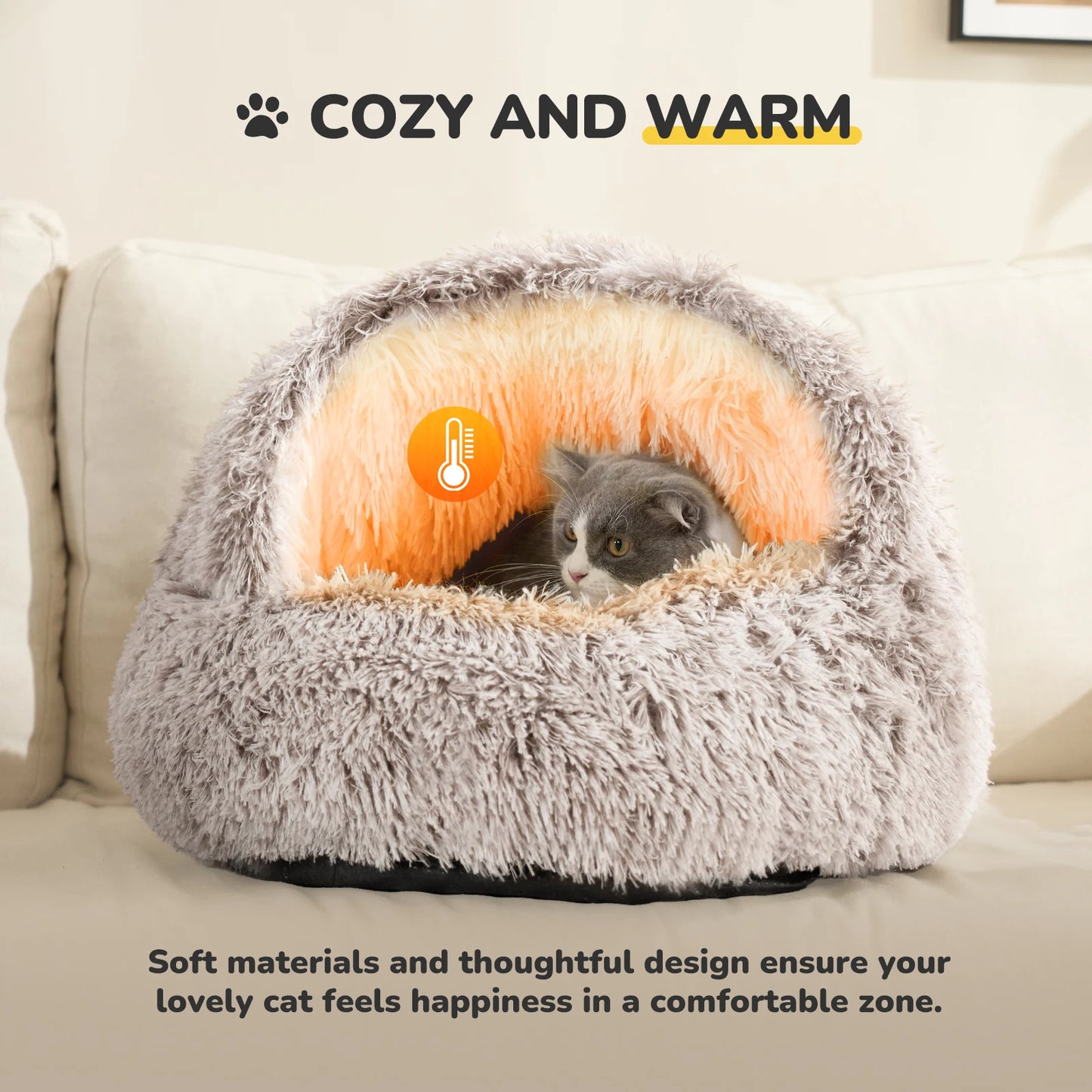 25'' Pet Cat /Dog Bed Nest Soft Comfortable Semi-enclosed Cat NestPet house