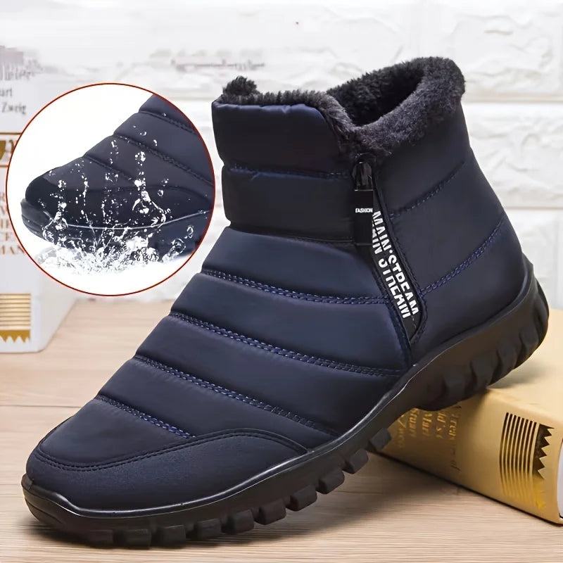 Men's sneakers Warm Cotton Zipper Snow Ankle Boots, Waterproof Snow Boots free shiping shoe