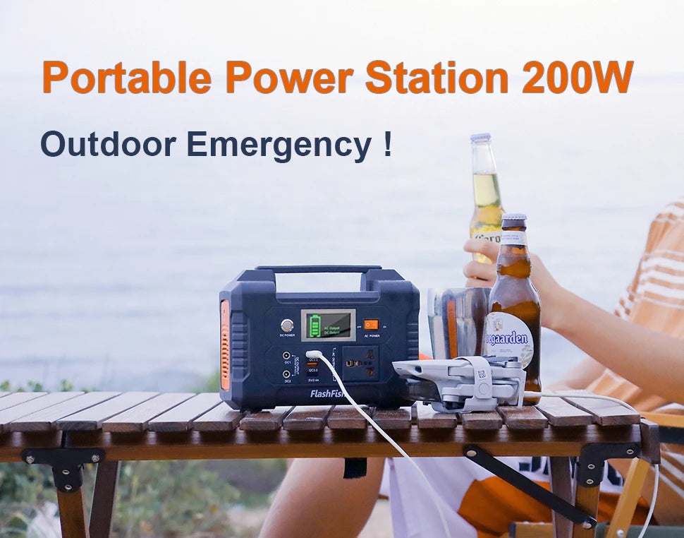 Portable Power Station 200W 151Wh Solar Generator,Solar Panel 50W Battery Cell Complete Kit Set