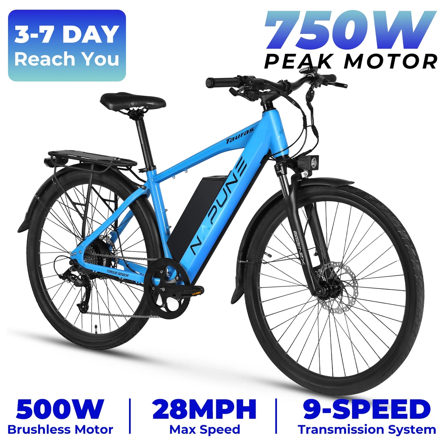 E-Bike 26" Peak 750W 20Mph 7-Speed Front Suspension With Break Lcd Display Electric Bicycle, Adult