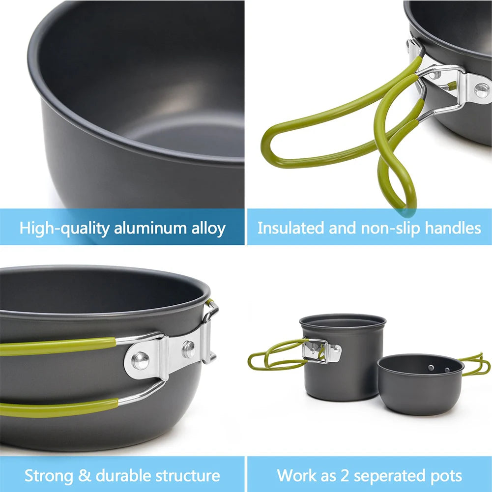 Portable Camping Cookware Stove Kit For Backpackers