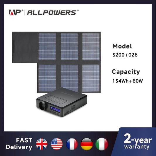 Solar Powerbank 41600mAh 200W Portable w/Solarpanel 60W，DC,USB,USB-C Output  for Camping Laptop Iphone