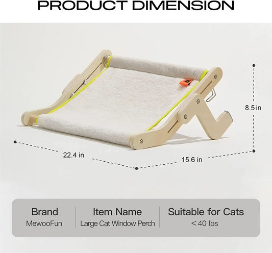 Cat Window Perch Lounge Mount Hammock  Bed Shelves f Drilling No Suction Cup Large Beige