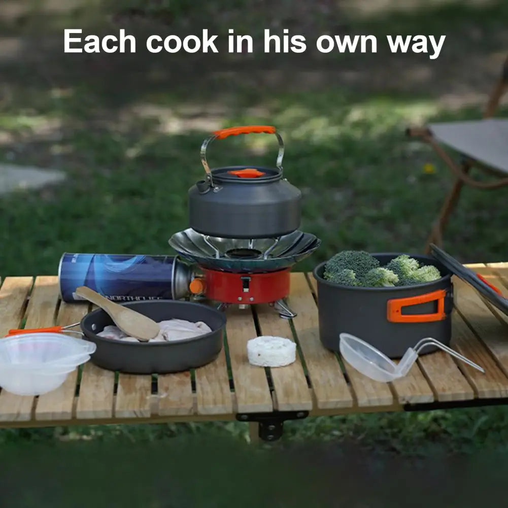 Foldable Handle Cookware Camping Cookware, 2-3 People Non-stick Alumina Pots Pans Utensils