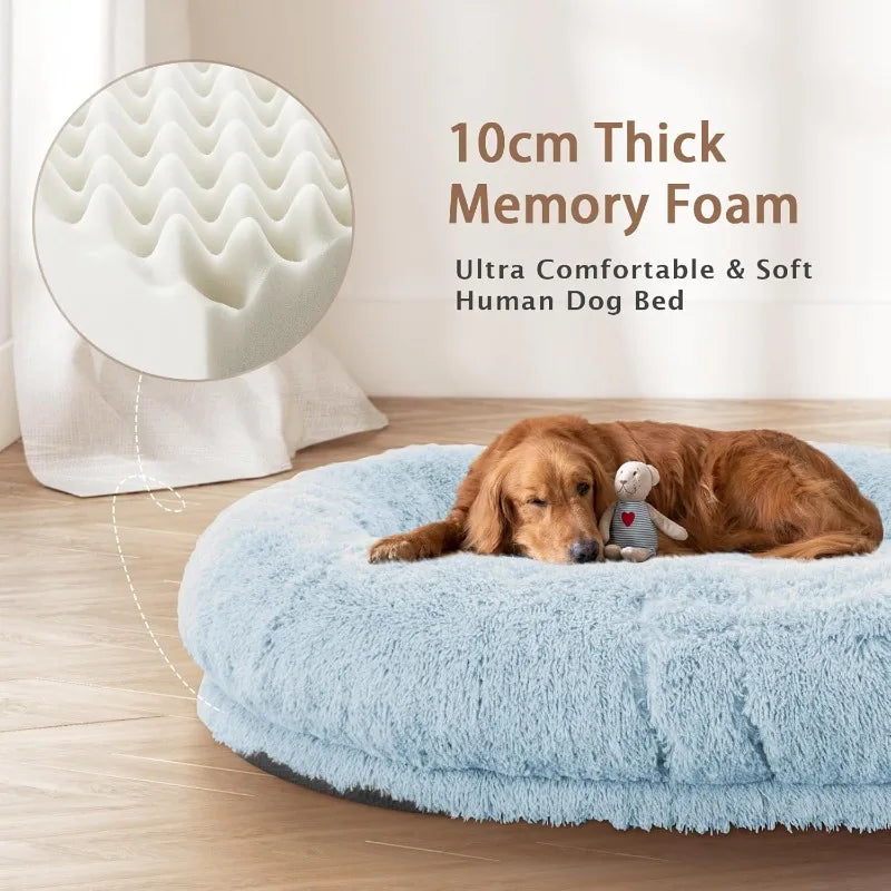 Human Dog Bed, 71''x45''x12'' Size Fits Adult and Pet Washable  10 CM Thick Memory Foam