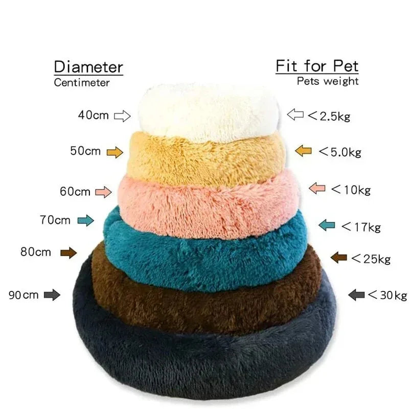 Round Dog/ Cat Bed Plush Basket Washable Pet Bed for Small Medium pet
