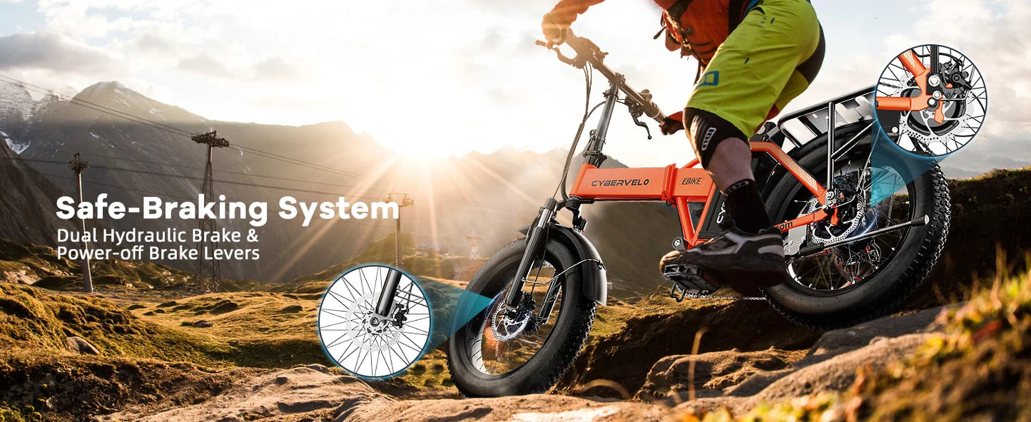 1000W Folding Electric Bike, 48V 20AH Large Removable Battery,30+MPH, 80 Mi Max Range, 20" Fat Tire